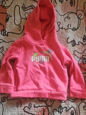 Puma Girls Bright Pink Hooded Sweatshirt with Logo